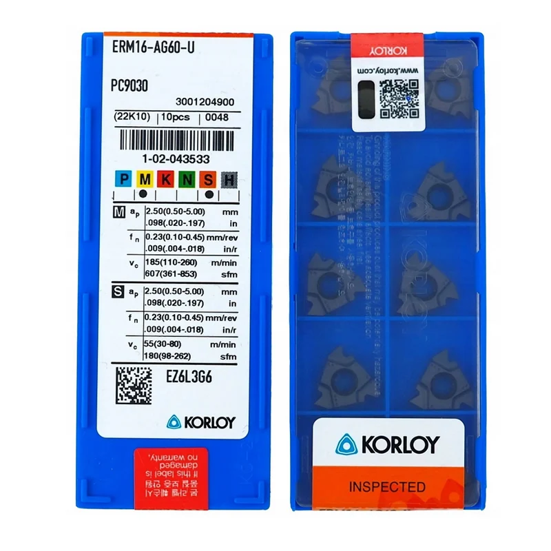 korloy-original-erm16-ag55-ag60-115npt-14npt-11w-14w-15iso-20iso-25iso-30iso-u-pc9030-filetage-tournant-inserts-externes