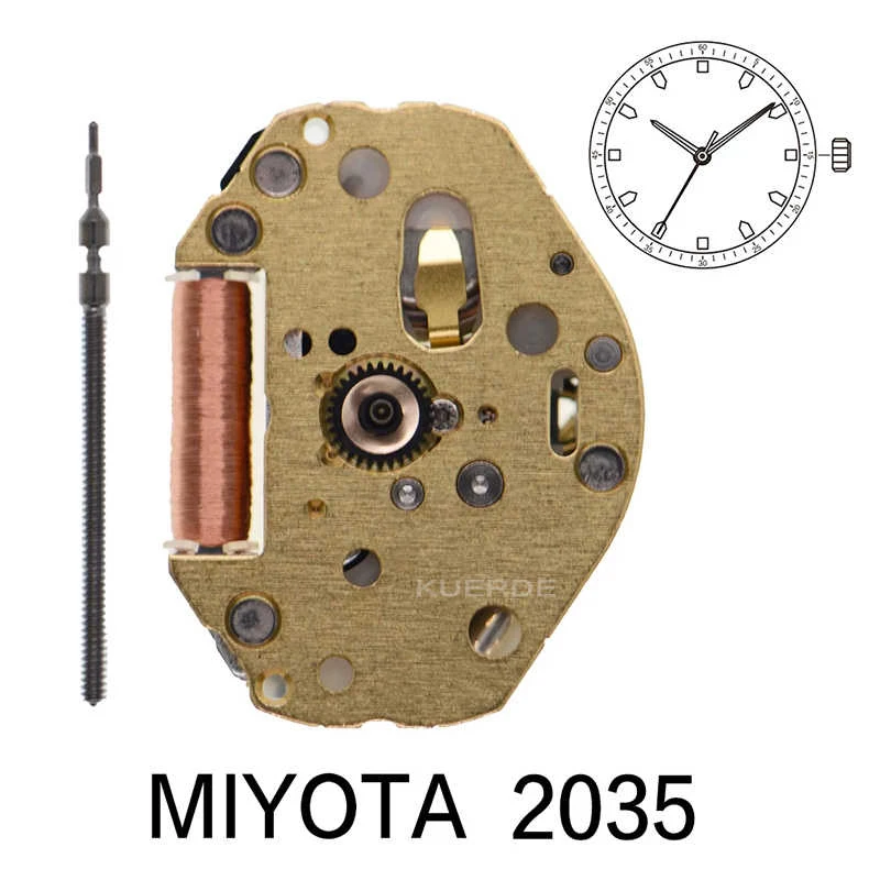 Miyota Super 2035 Japan Quartz Movement GOLDEN 2035 Three-Hand Watch - Durable Metal Gears Best Cost Performance