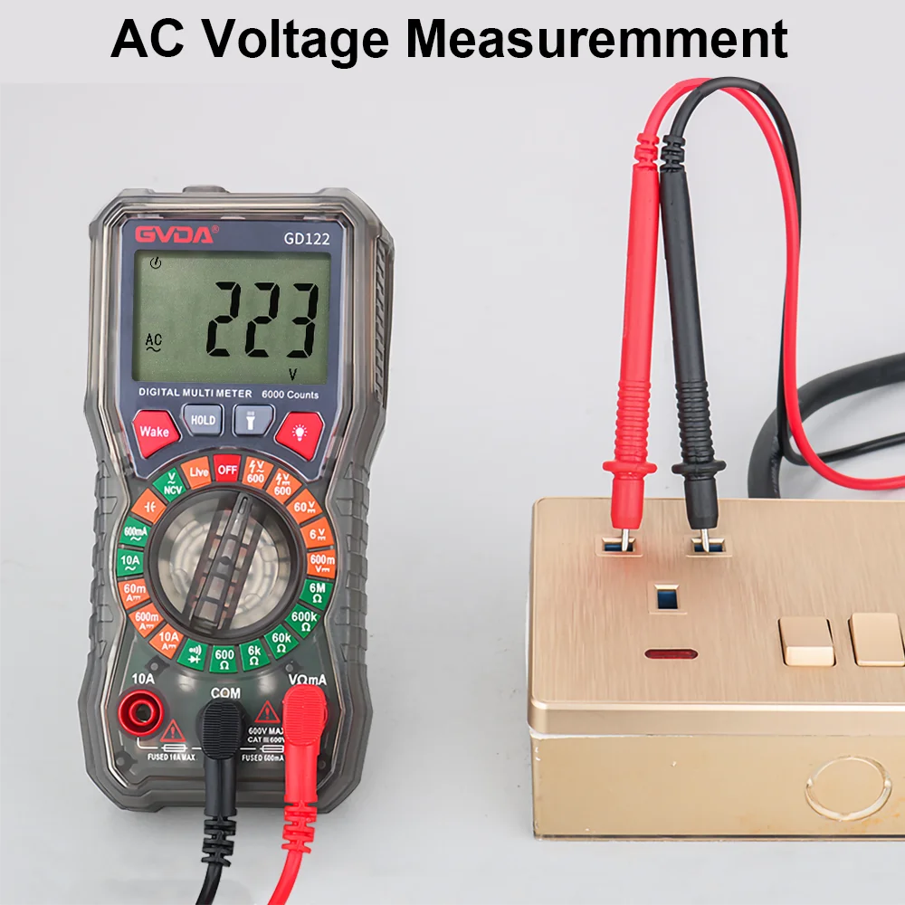 GVDA Digital Multimeter with Backlight Display Resistance Meter Manual Range Multi-meter AC DC Voltage Tester