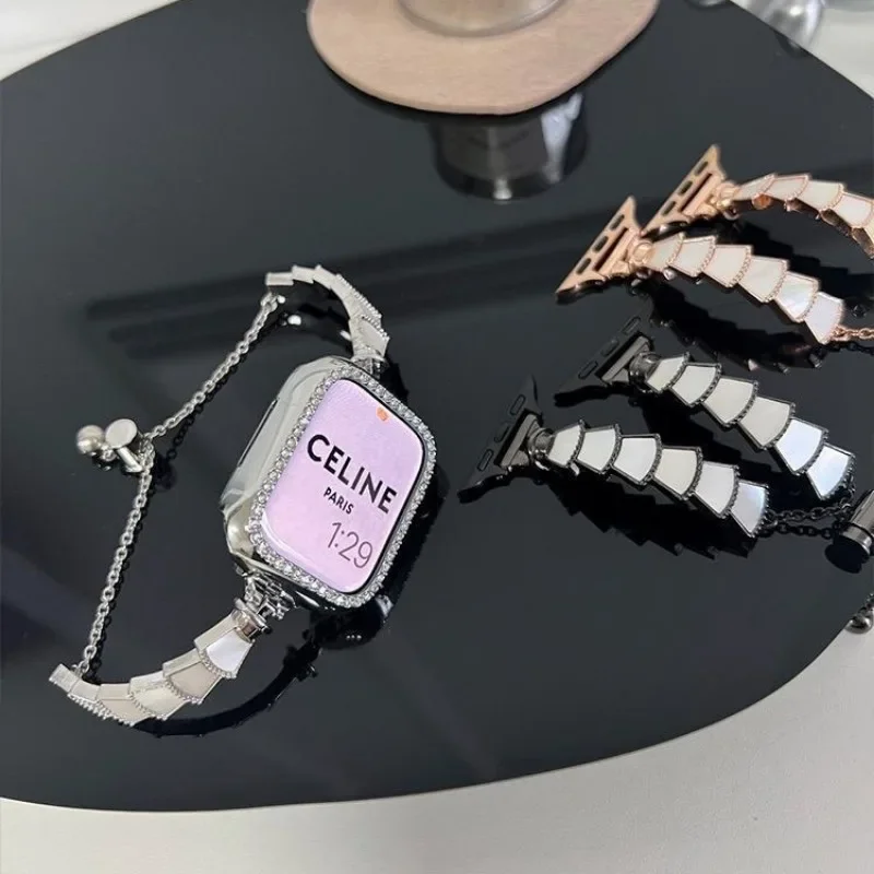 Srap con carcasa de Metal para Apple Watch, correa de reloj 7, 41mm, 45mm, pulsera para iwatch series SE 5 4, 40mm, 42mm, 38mm, 44mm