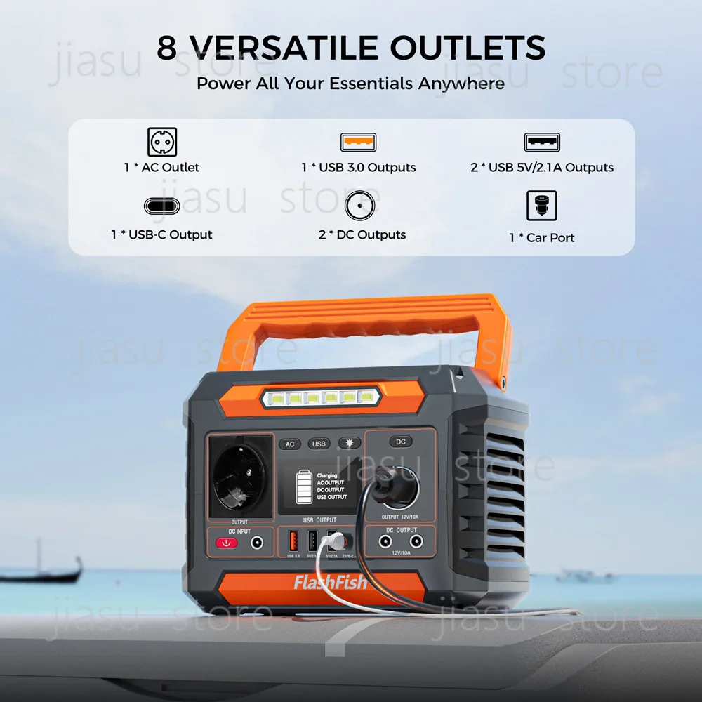 220V 300W Outdoor Mobile Power Supply LiFePO4 Portable Solar Energy Storage Power Station for Stall Camping