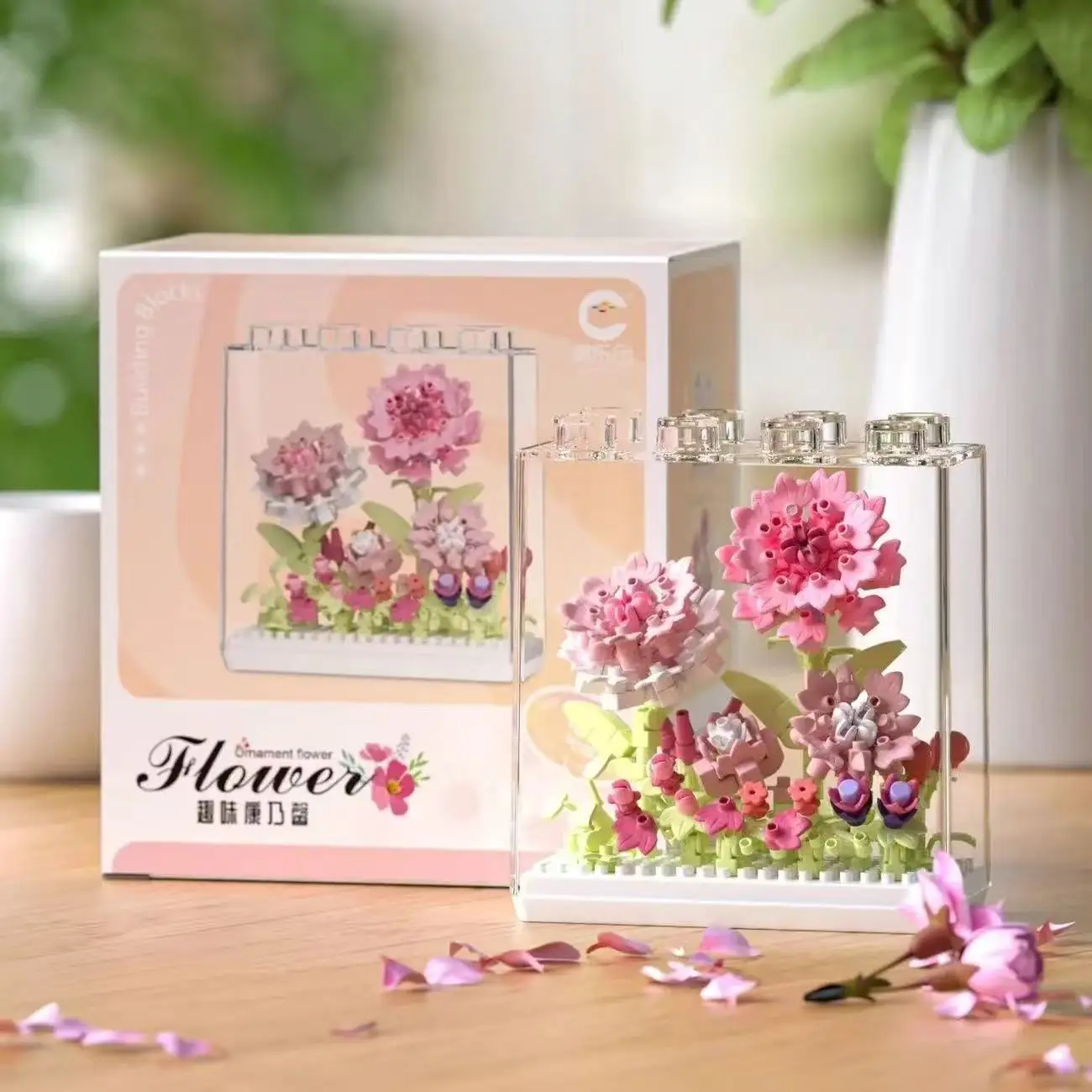 

Creative Microgranules Bouquet Rose Sunflower Flower Mini Particles Building Blocks Assembled Bricks Girl Gift Home Ornament