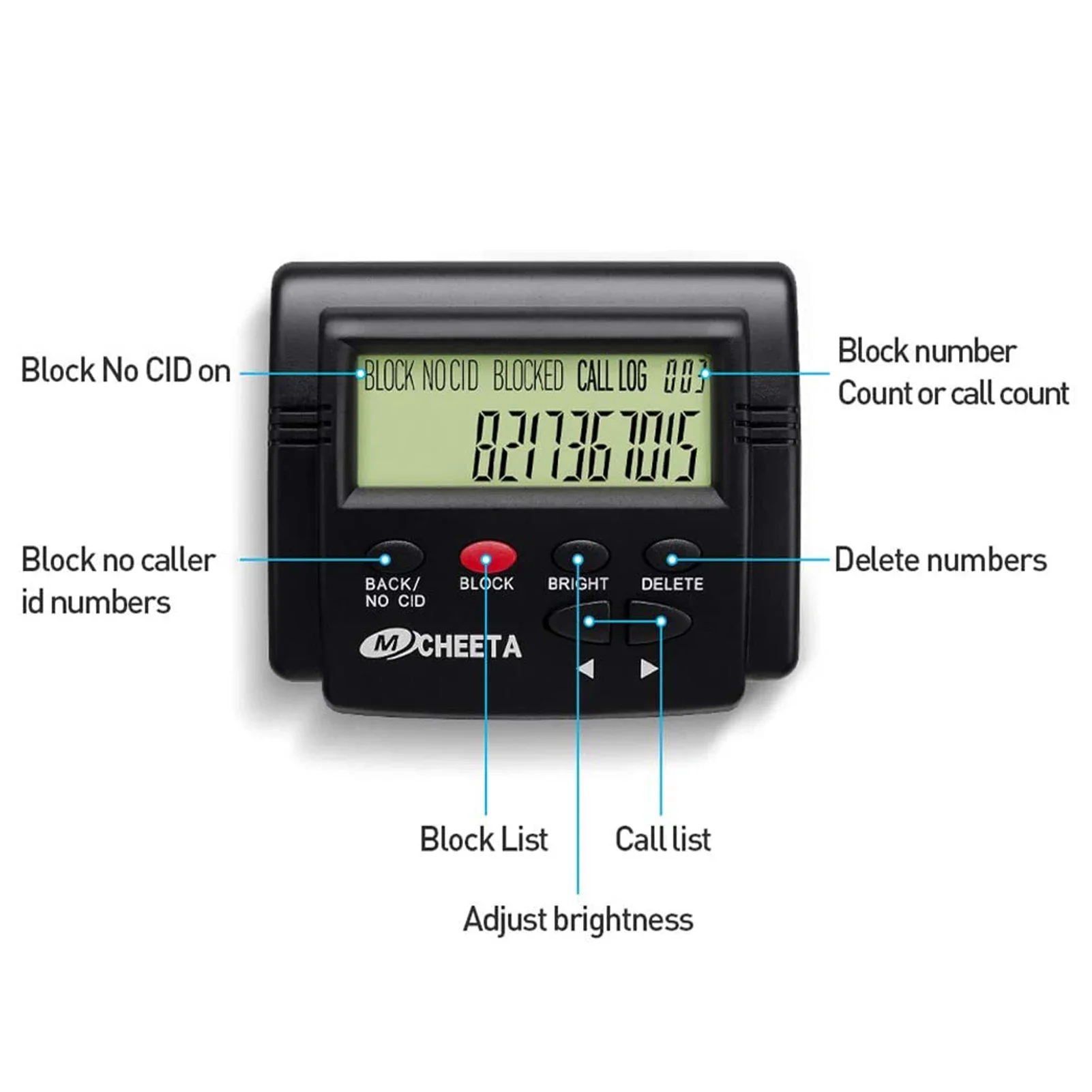 مانع المكالمات للهواتف الأرضية الهاتف 2000 صندوق معرف المتصل حجب كتلة أرقام بلمسة واحدة غير مرغوب فيها Robocalls Nuisance المكالمات