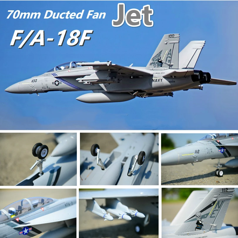 FMS RC Airplane  F/A-18F F18 Super Hornet V2 70mm Ducted Fan EDF Jet Big Scale Model Plane Aircraft PNP 6CH with Retracts Flaps