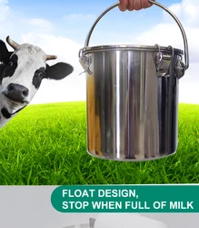 5L /10L Stainless Steel Cow Milk Bucket Farm Cows Goats Vacuum Pump Bucket Pasture Cow Sheep Electric Milking Machine Accessorie