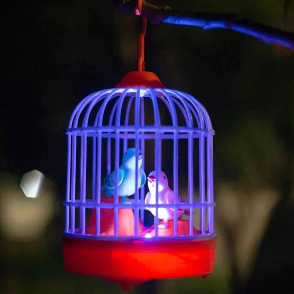New Sound Control Electric Bird Cage Toy Realistic Voice Funny Parrot Cage Luminous Simulation Bird Cage Children