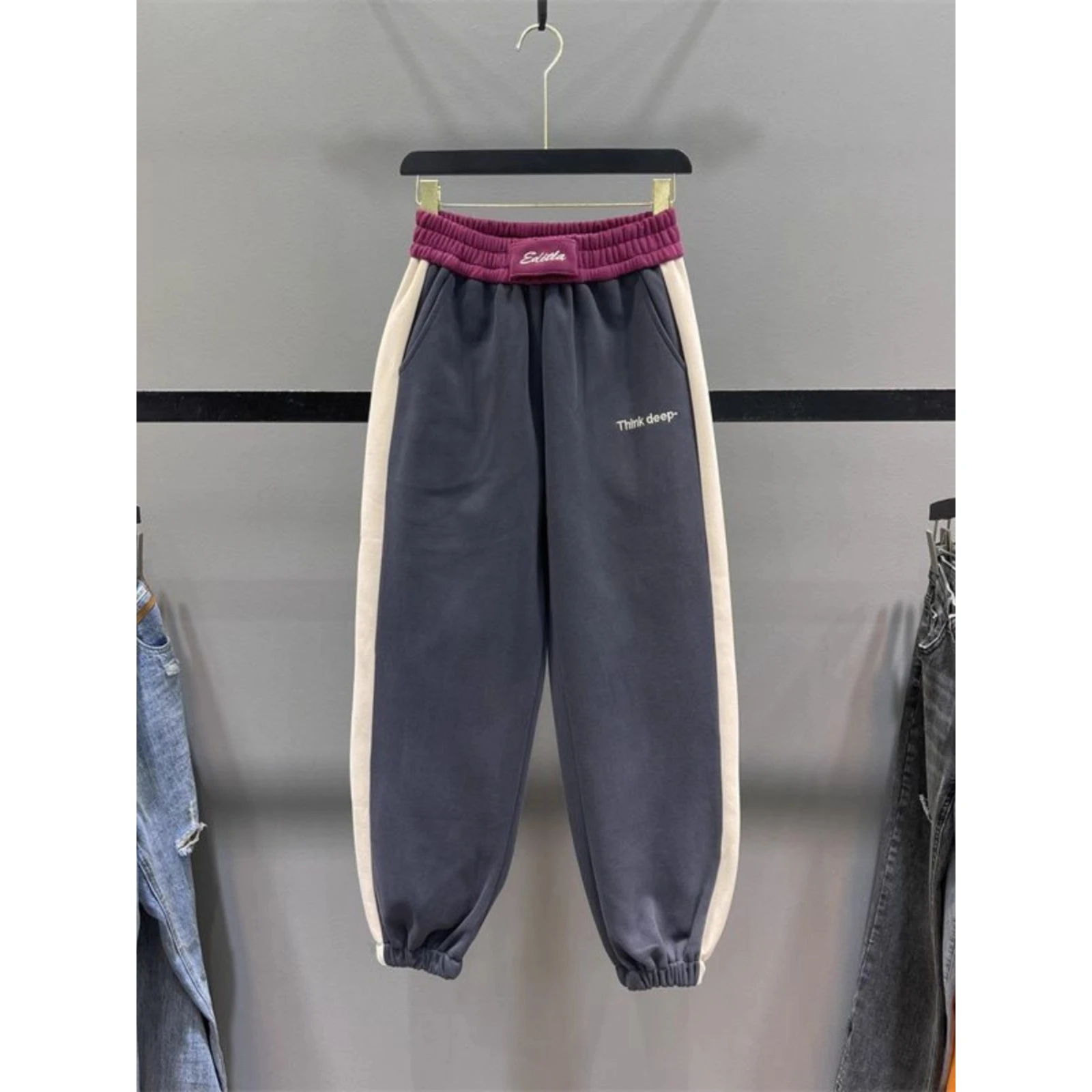 

Свободные мужские спортивные брюки Harlan, осенне-зимние спортивные штаны с манжетами больших размеров, повседневные брюки для пар, контрастные сращивания из полиэстера...