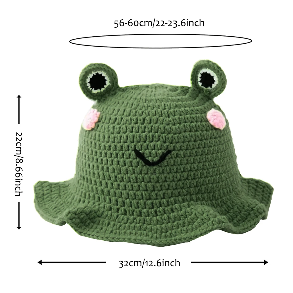 Cappello lavorato a maglia animale cartone animato neutro all'uncinetto a mano con orecchie carine Stile pescatore anca per cosplay hip-hop con volant per feste