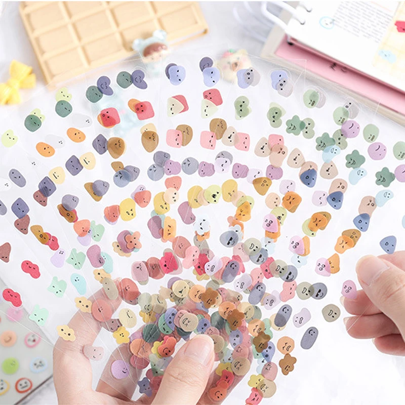 8pcs Kawaii Expression Stickers Waterproof PET Stickers Pack Children\'s Cute Stickers for Scrapbooking Aesthetic Stationery