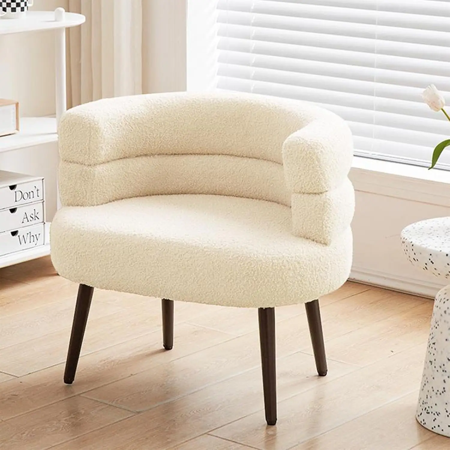 

Makeup Vanity Chairs with Back,Office Desk No Wheels,Comfy Fabric Easy to Install for Living, Customized