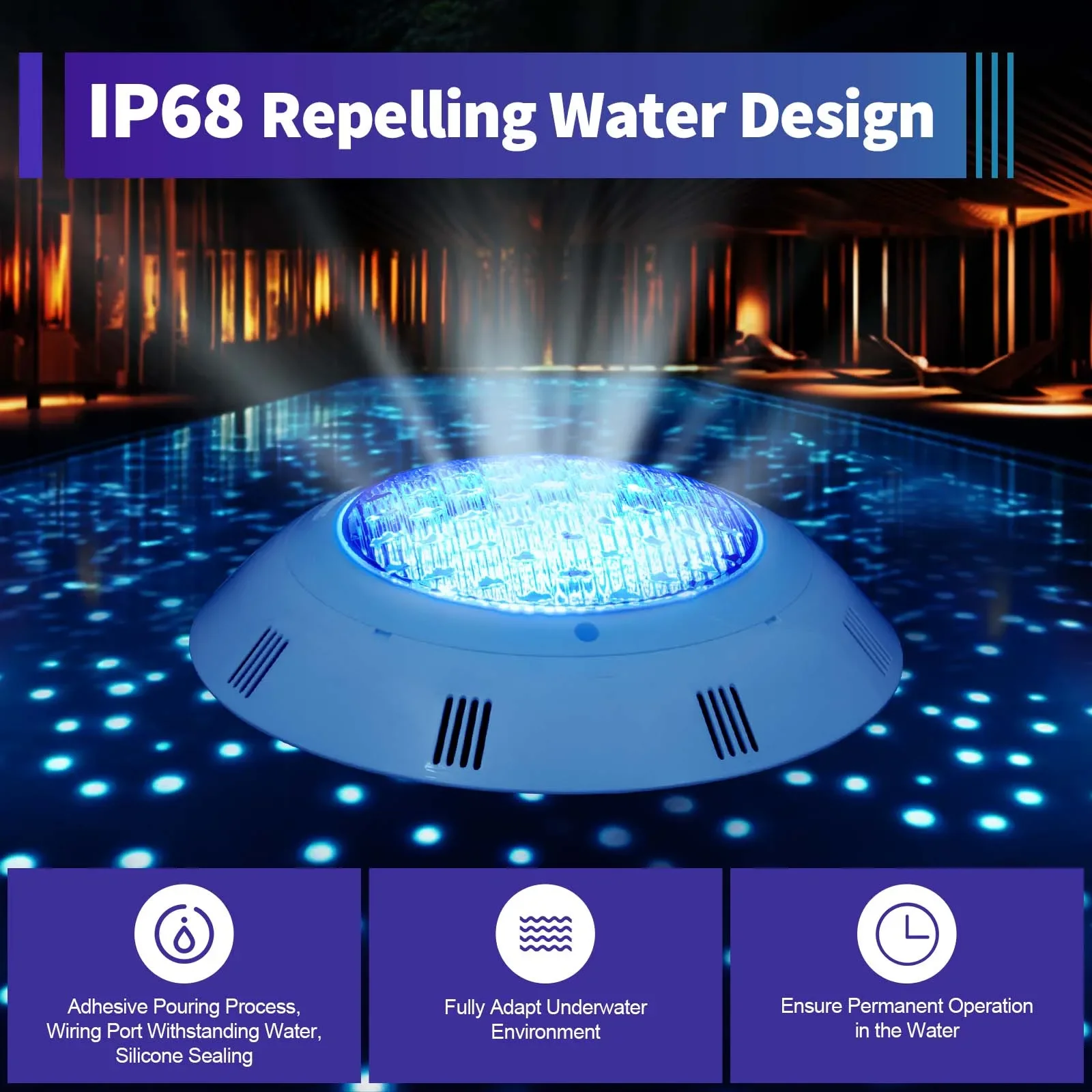 

45W 12V LED RGB Underwater Swimming Pool Light 7 Colors Changing Surface/Wall Mounted Waterproof Submersible w/Remote controller