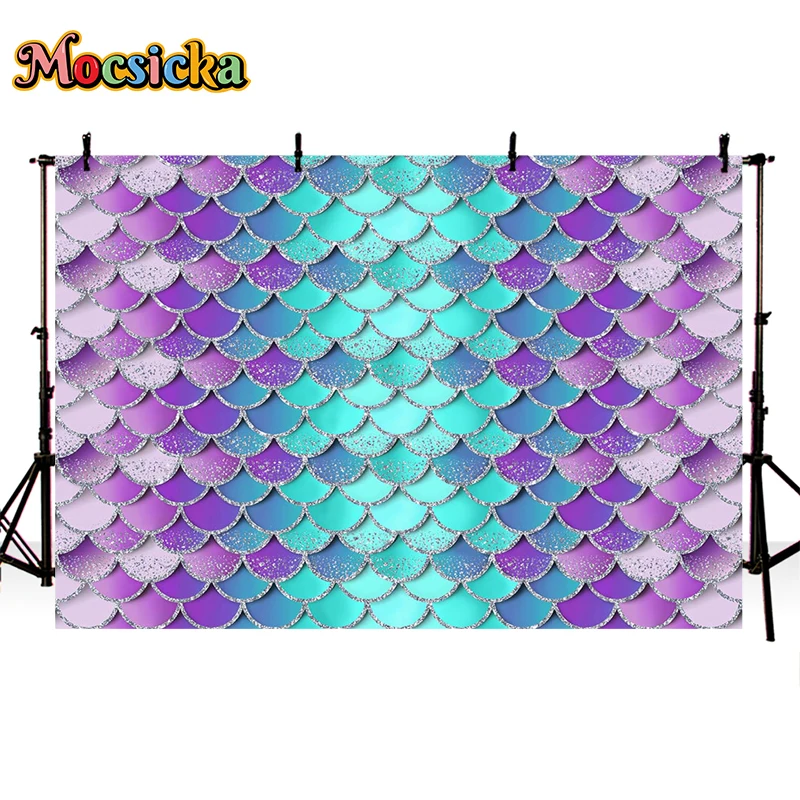Bluey Mermaid Baby Shower 1st Birthday Backdrop For Photography Underwater World Portrait Photo Background Kid Photo Studio