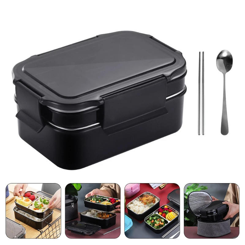 

Stainless Steel Thermal Insulated Box, Bento Lunch Compartment Containers, Metal Snack Stackable Container for Work School