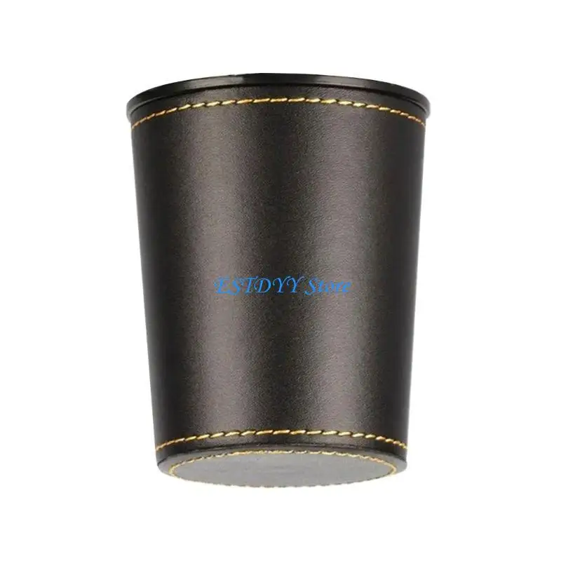 

G6DE PU Leather Dices Cup Flannel Interior Dices Shaker Cup Quiet Shaking Entertainment Dices Bowl for Dices Board