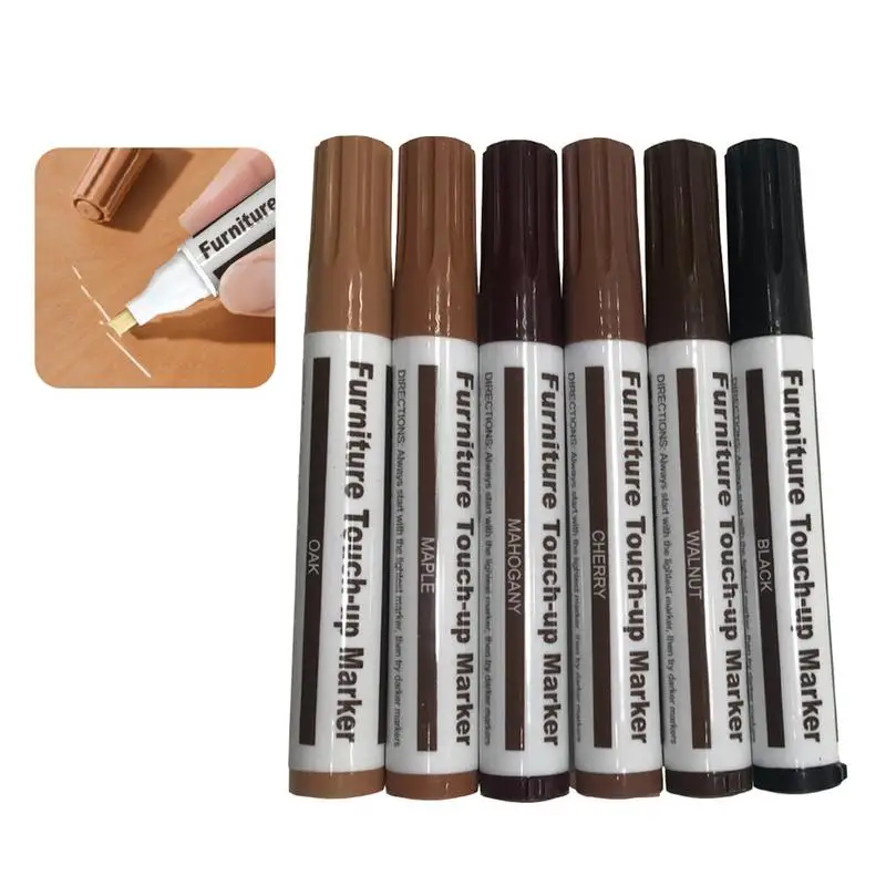 Furniture Touch Up Wood Grain Color Paper Wrapped Wax Stick Marker Set For Restore Scratches Patch Timber Paint Repairing Kit