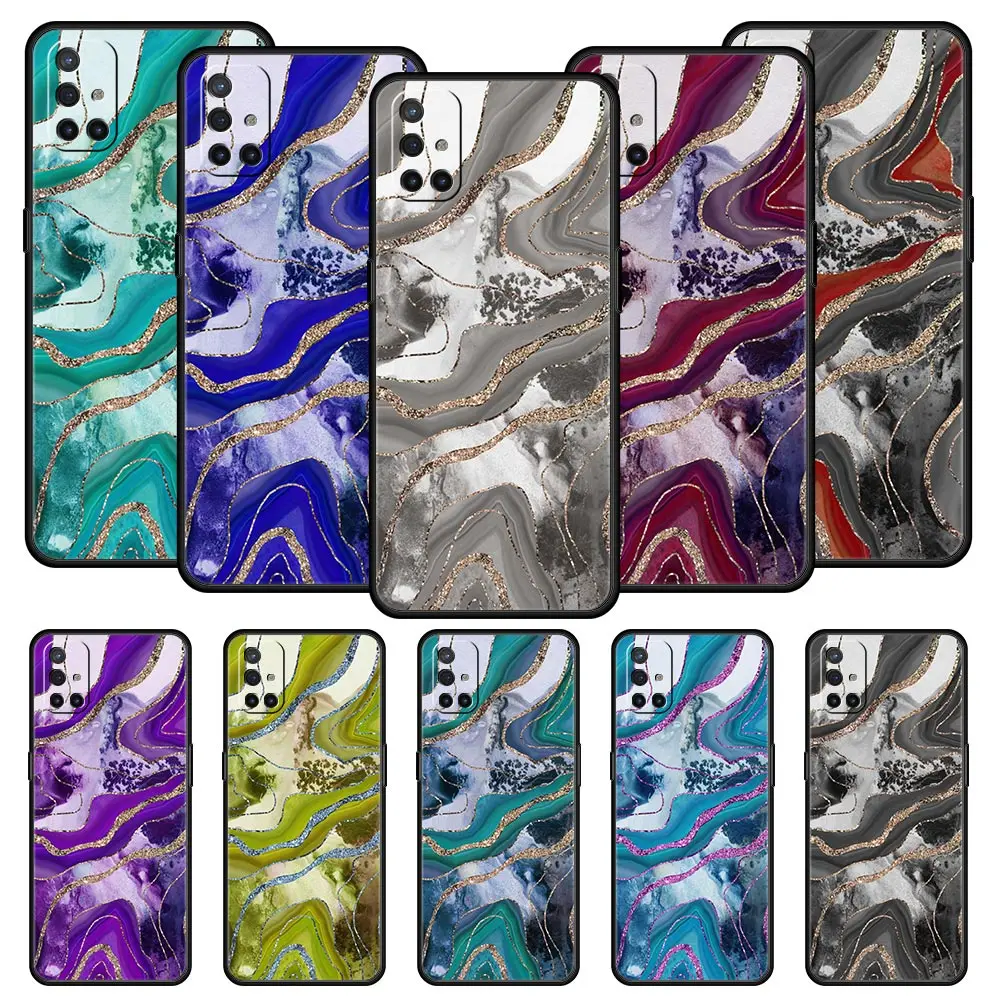 Agate Marble Pattern Case For OnePlus 10 9 8 7 7T Pro 9R 9RT 8T One Plus Nord 2 CE N200 N100 N10 5G Phone Cover Soft Coque Funda