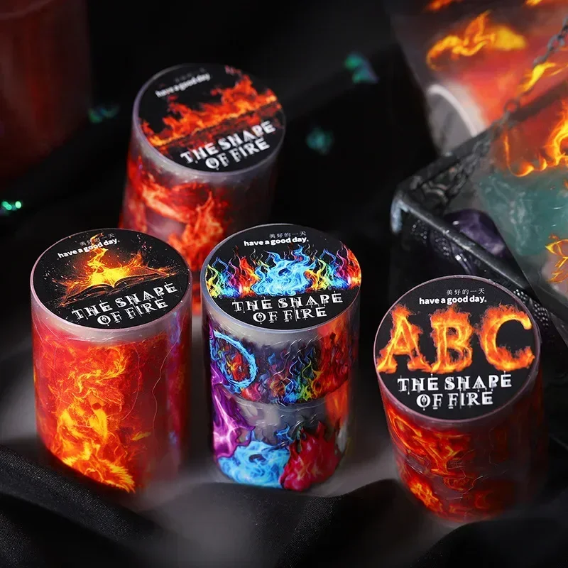 1 لفة إطلاق الحيوانات الأليفة المشهد الشريط النار شكل كتيب ملصقات صناعة يدوية المواد اللاصقة اليومية أشرطة لوازم الكتابة سجل القصاصات 60 مللي متر * 2 متر