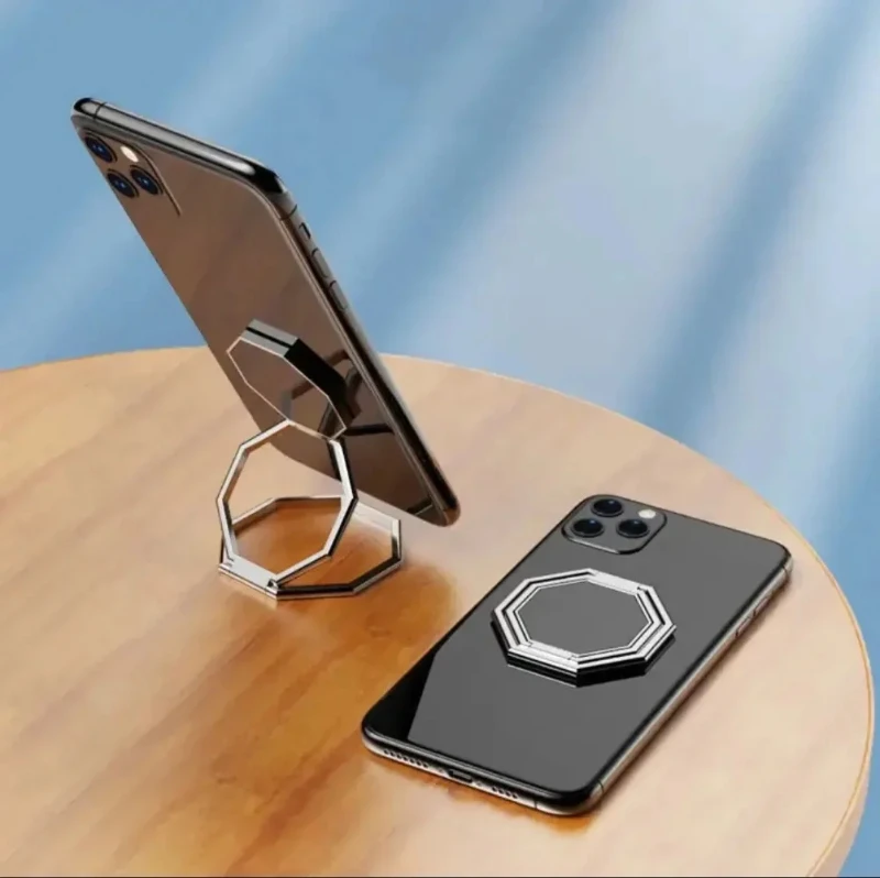 360 ° Drehbarer faltbarer Ständer für Mobiltelefone, ultradünner Telefonringständer, tragbarer Multi-Winkel-Desktop-Sechskant-Klatsch-Metallständer – Detail 14