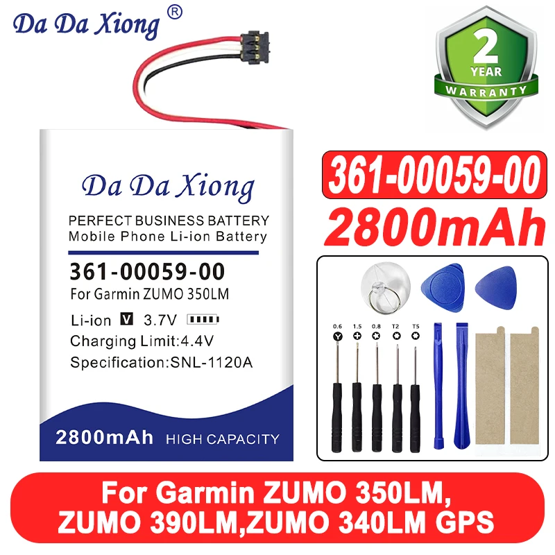 

Аккумулятор 2800 мАч 361-00059-00 для Garmin ZUMO 350LM, ZUMO 390LM, ZUMO 340LM + инструменты