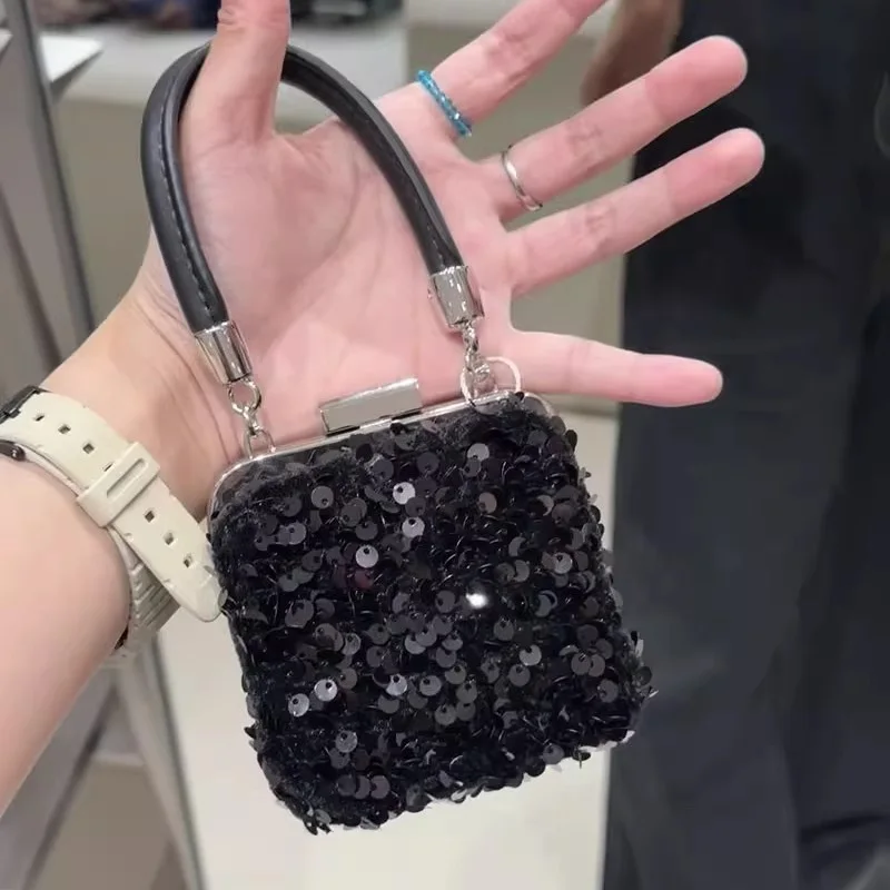 Shiny Sequins Mini women handbag Fashion chain Female Shoulder Crossbody bags Luxury Trendy Pair with skirt Purses Lipstick bag