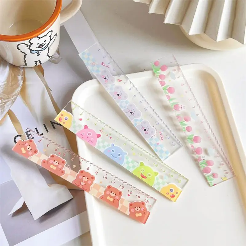 Cute Kawaii Study Time Cartoon Ruler Multifunction Diy Drawing Rulers for Kids Students Office School Stationery