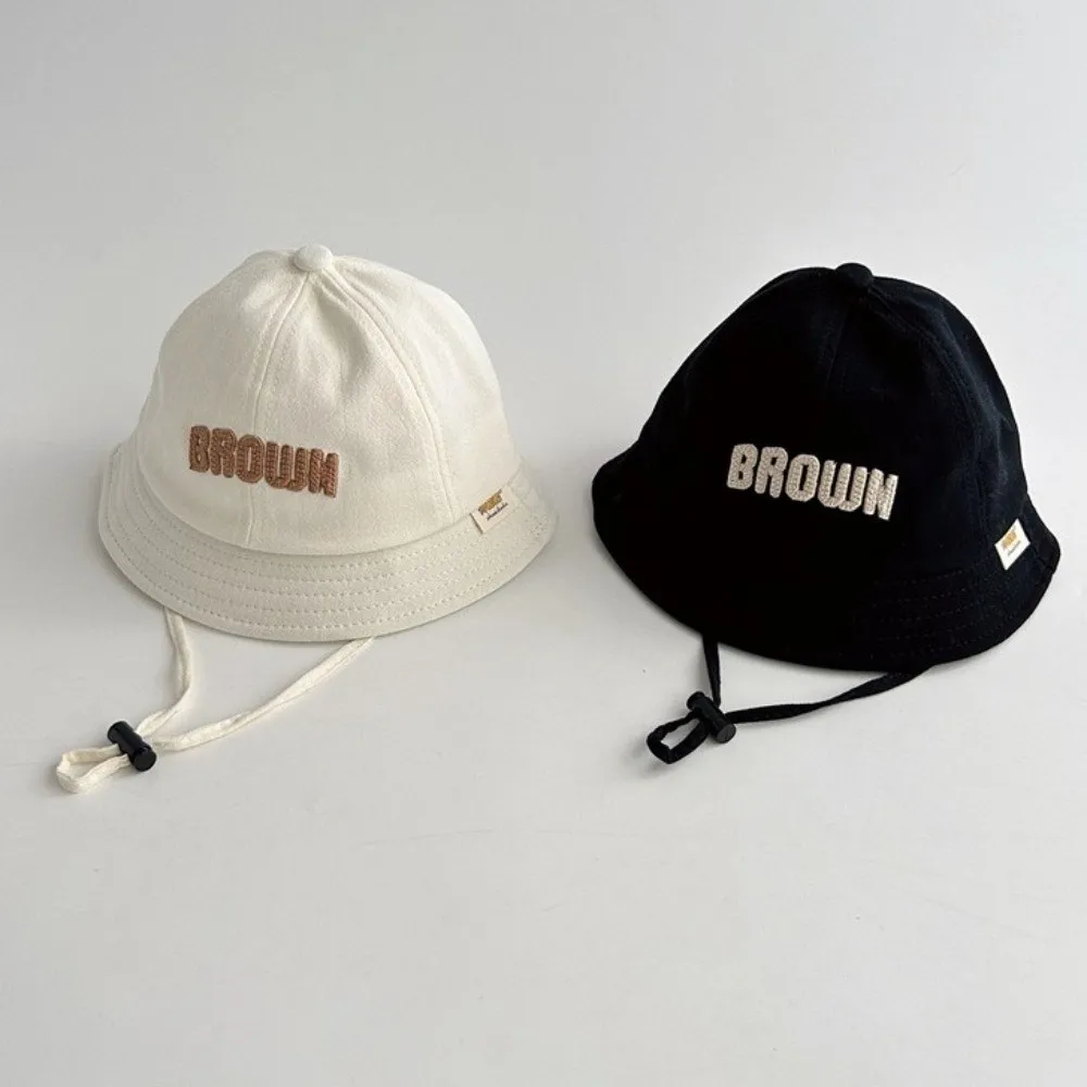 

Solid Color Sunscreen Hat Cotton Letter Embroidery Fisherman Hats Breathable Sun Protection Bucket Cap Outdoor Use