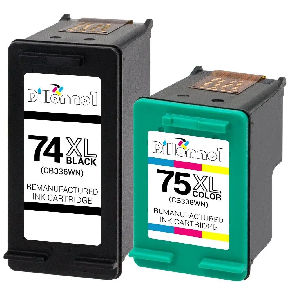 2pk Remanufactured HP 74XL/75XL CB336WN CB338WN Ink Cartridges for HP Printers