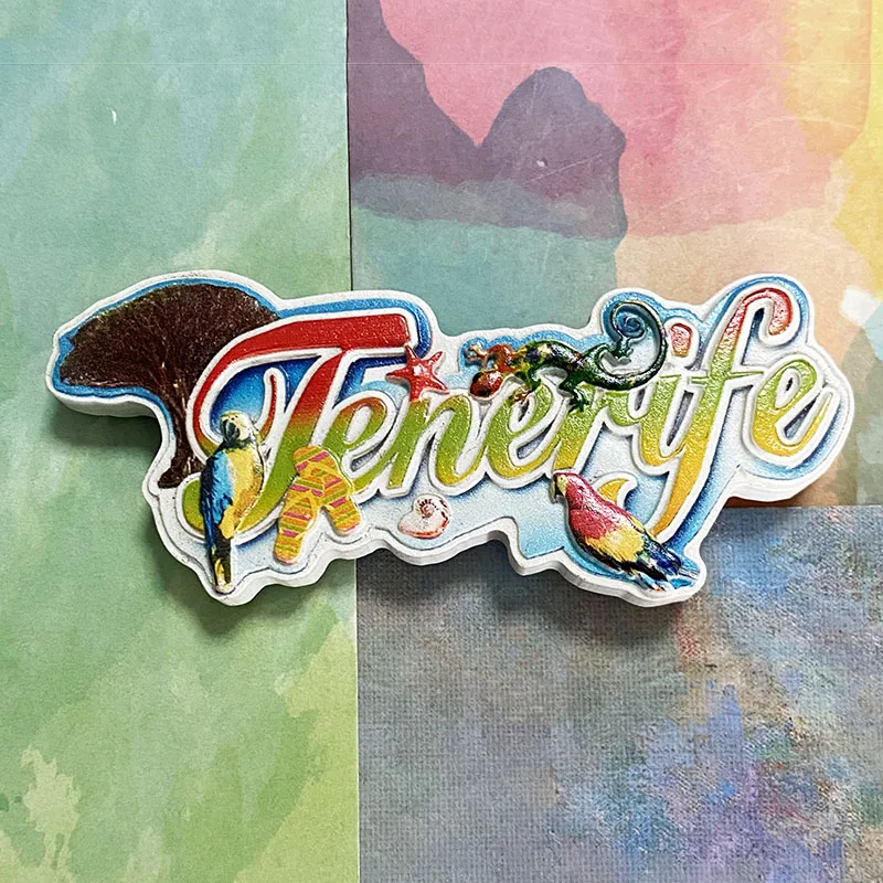 Tenerife Island tourist souvenirs Parrot Lizard Creative English 3D stereo refrigerator sticker Home decor items Collection craf