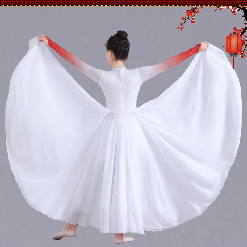 زي أداء تنورة متأرجحة كبيرة أنيقة للرقص الصيني، زي أداء جوقة الرقص #4