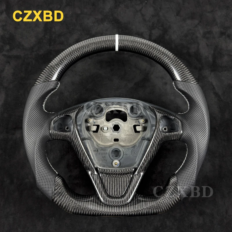 

White Marker Steering Wheel Fit For Ford Fiesta MK7 Sport Wheel High Quality Leather Customized