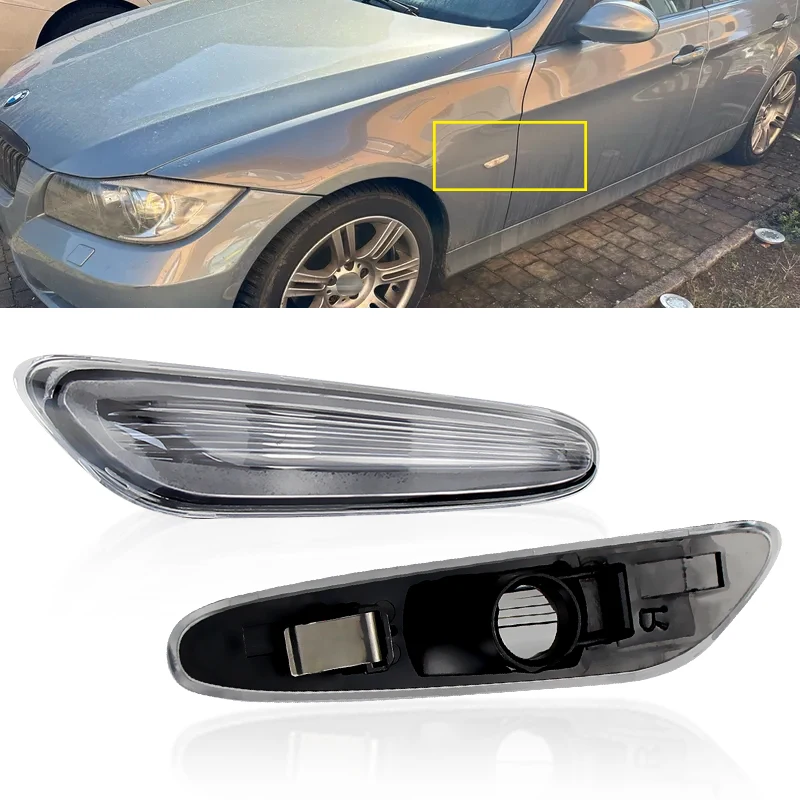 2pcs SMOKE Lens Front Side Marker Light Shell NO bulb For BMW E60 E61 E90 E91 E87 E81 E83 E84 E88 E92 E93 E82 E46 1 3 5 series