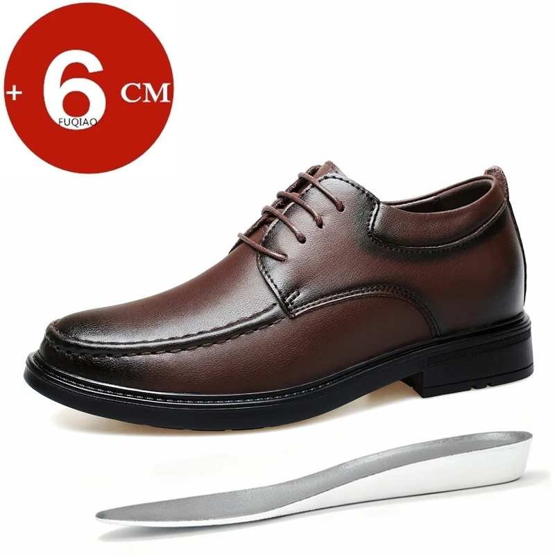 

Мужские кожаные туфли с невидимым увеличением роста на 6 см, деловые повседневные, классические, для свадьбы, банкета, вечеринки, офиса