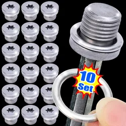Car Oil Drain Plug Screws Sealing Gasket Engine Sump Plugs O-Washer Set for Volkswagen Audi Replaceable Parts N0138157 N91167901