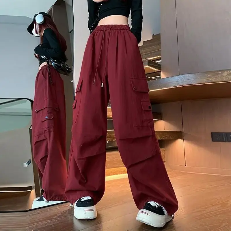 

Мужские и женские свободные прямые брюки Ankela Red Industrial: дышащие, удобные, для пар, с широкими штанинами