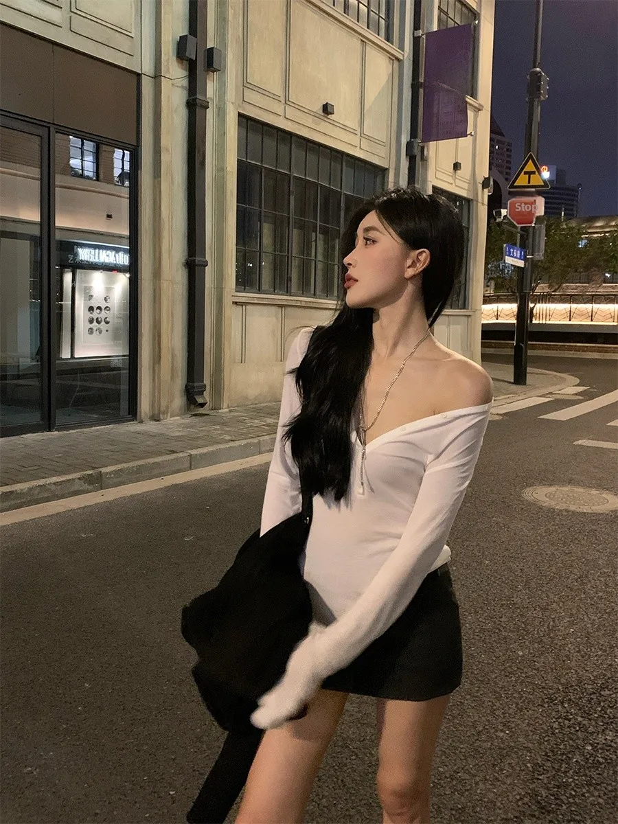 

Женская базовая футболка Long Sve с v-образным вырезом, дышащая футболка для похудения, базовый слой irt Ralsey, цветная осенняя модная повседневная одежда