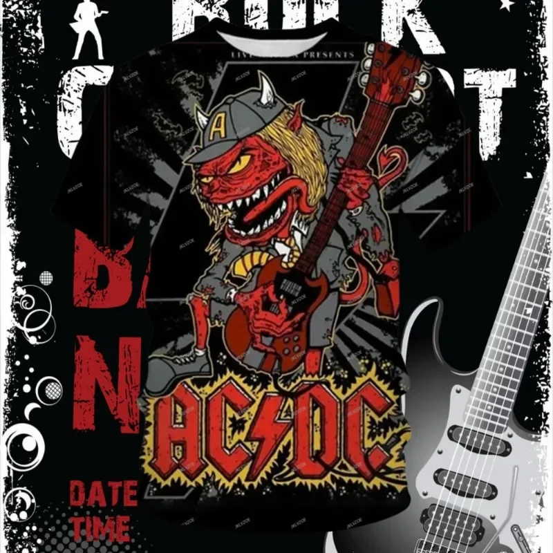 

Футболка ACDC Fashion Band с 3D принтом для мужчин и женщин, трендовая, быстросохнущая, удобная, летняя, хит продаж, высокое качество 2025