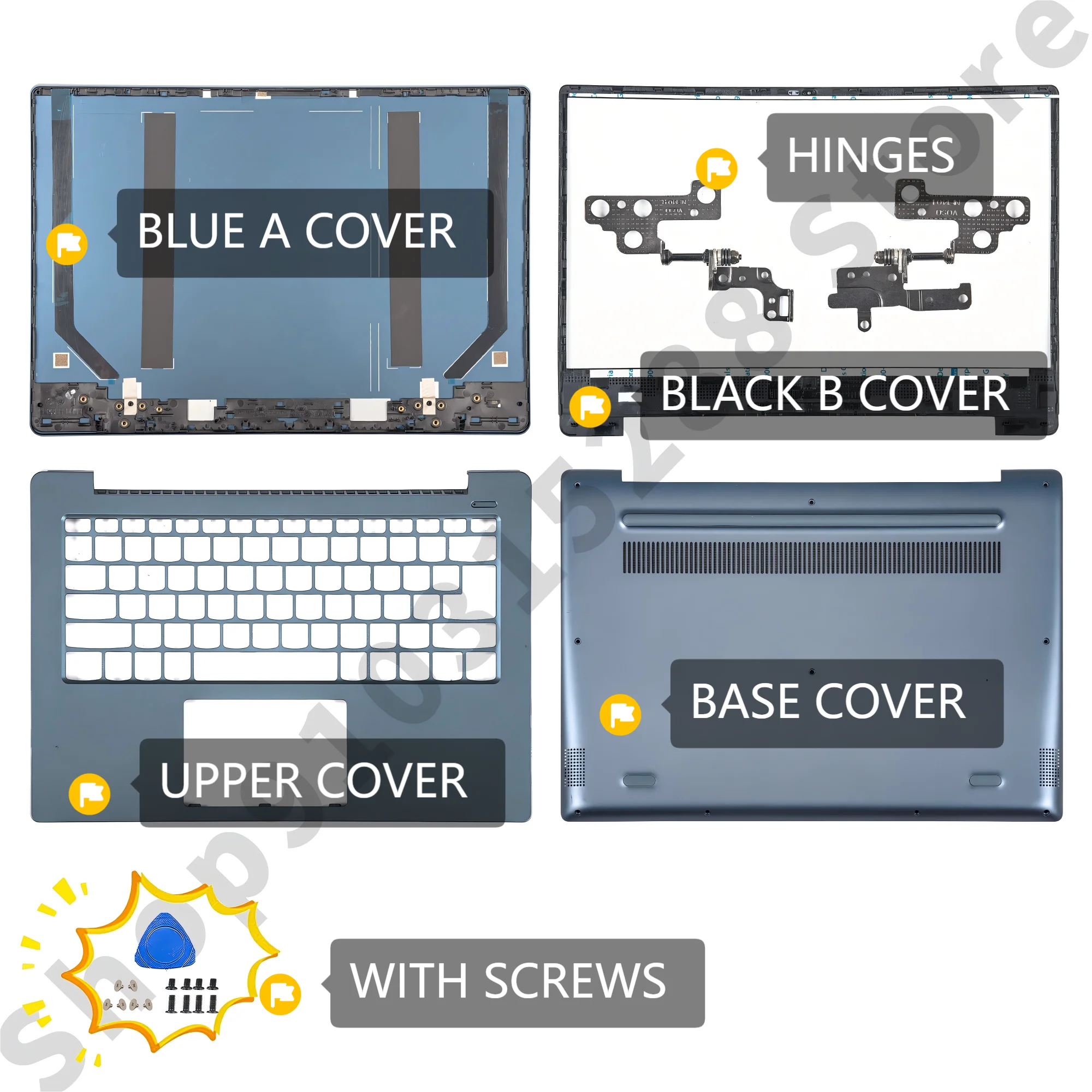 新しいハウジングケース Ideapad 330S-14 330s-14IKB 330S-14IKBR 330S-14AST 5CB0R07634 バックカバーベゼルパームレスト上部下部