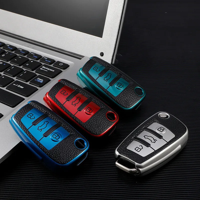 Car Folding Key Cover Case Fob Holder for Audi C5 C6 R8 A1 A3 A4 A5 A6 A7 Q3 Q5 Q7 S6 B6 B7 B8 8P 8V 8L TT RS RS3 S3 Sline