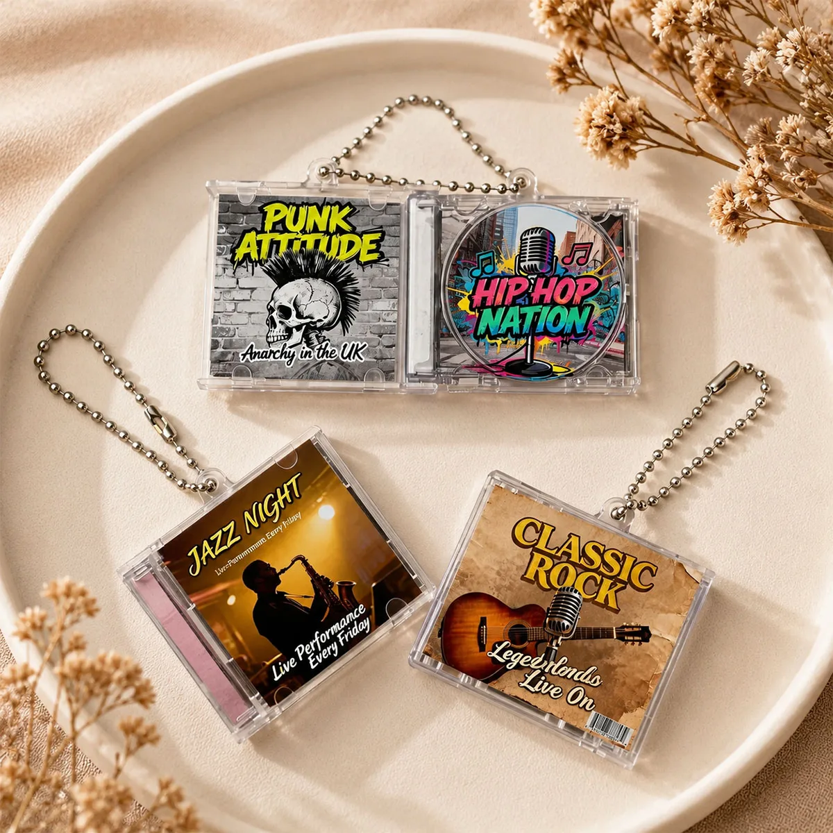 Retro Mini CD Album Keychain, Creative Music Theme Bag Pendant for Music Lovers