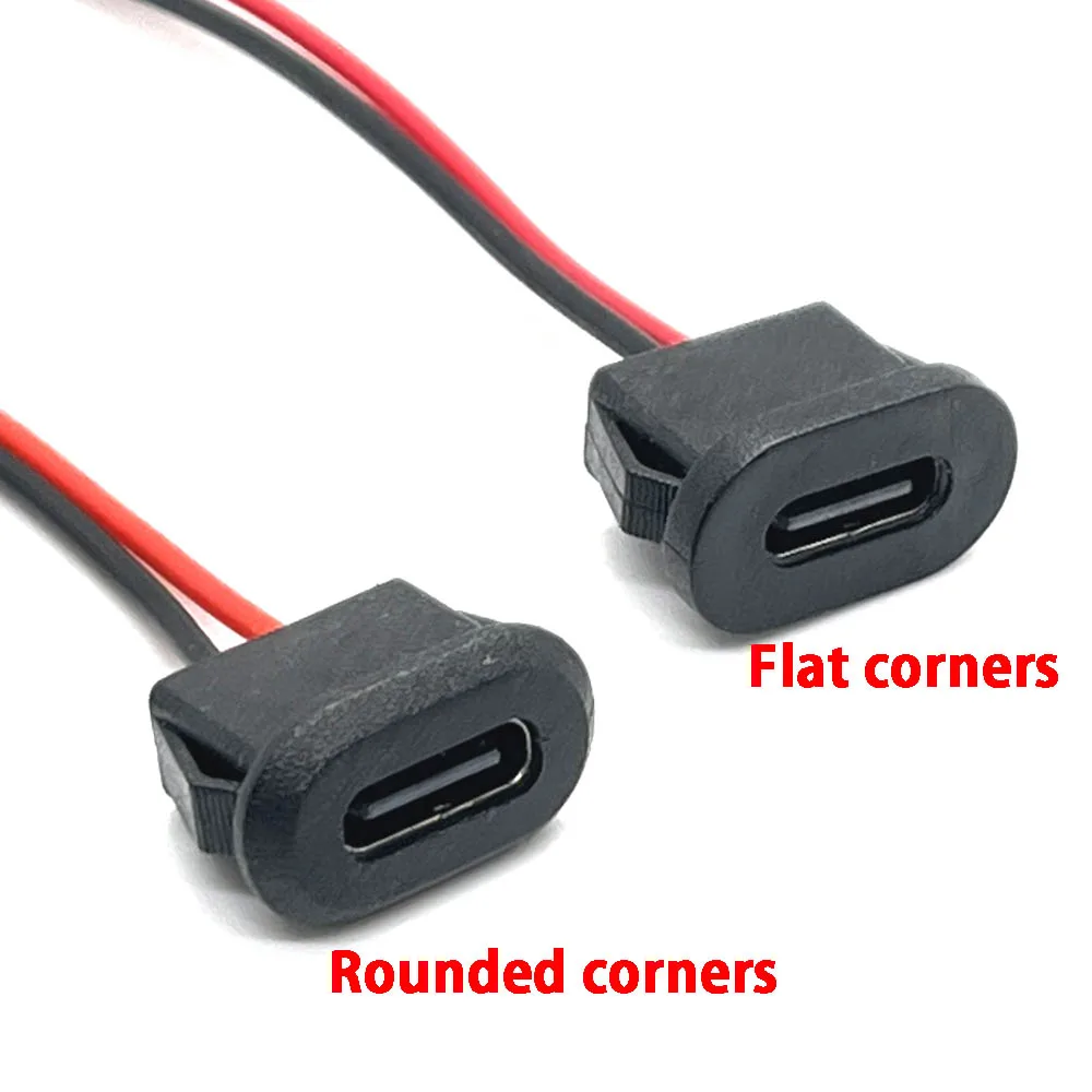 1pcs USB Type C Connector Flat / Rounded  2P With card buckle 3A High Current Fast Charging Jack Port USB-C Charger Plug Socket