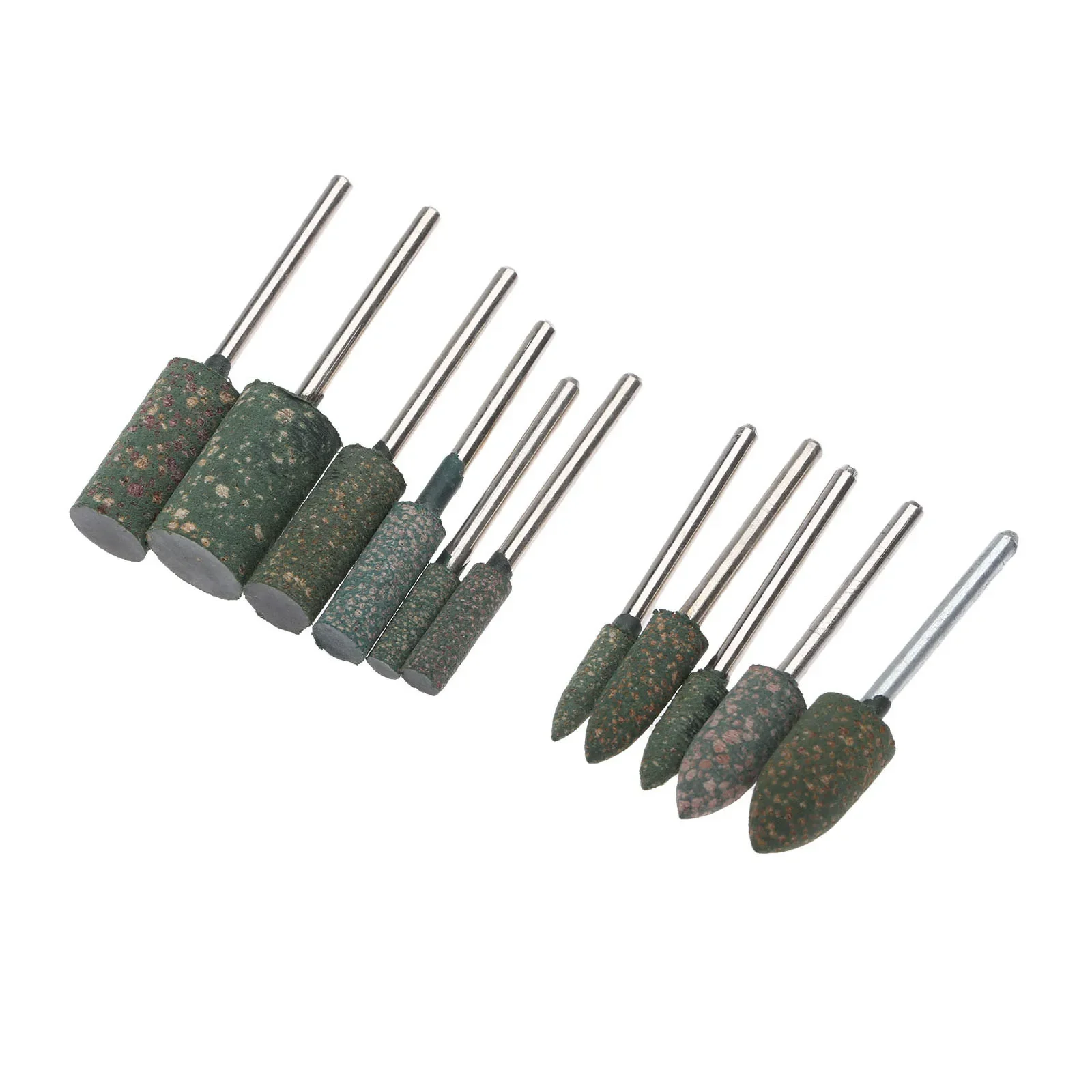 Cabeça de borracha cilíndrica ou bala, polimento, polimento, moagem, ponto montado para metalurgia, ferramenta rotativa Dremel, 6pcs