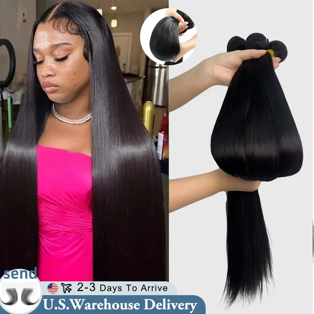 30 40 بوصة حزم مستقيمة 16A 100% غير المجهزة عذراء الشعر البشري الخام حزم 1/4/5/6 قطعة ريمي لحمة مزدوجة نسج حزمة سميكة