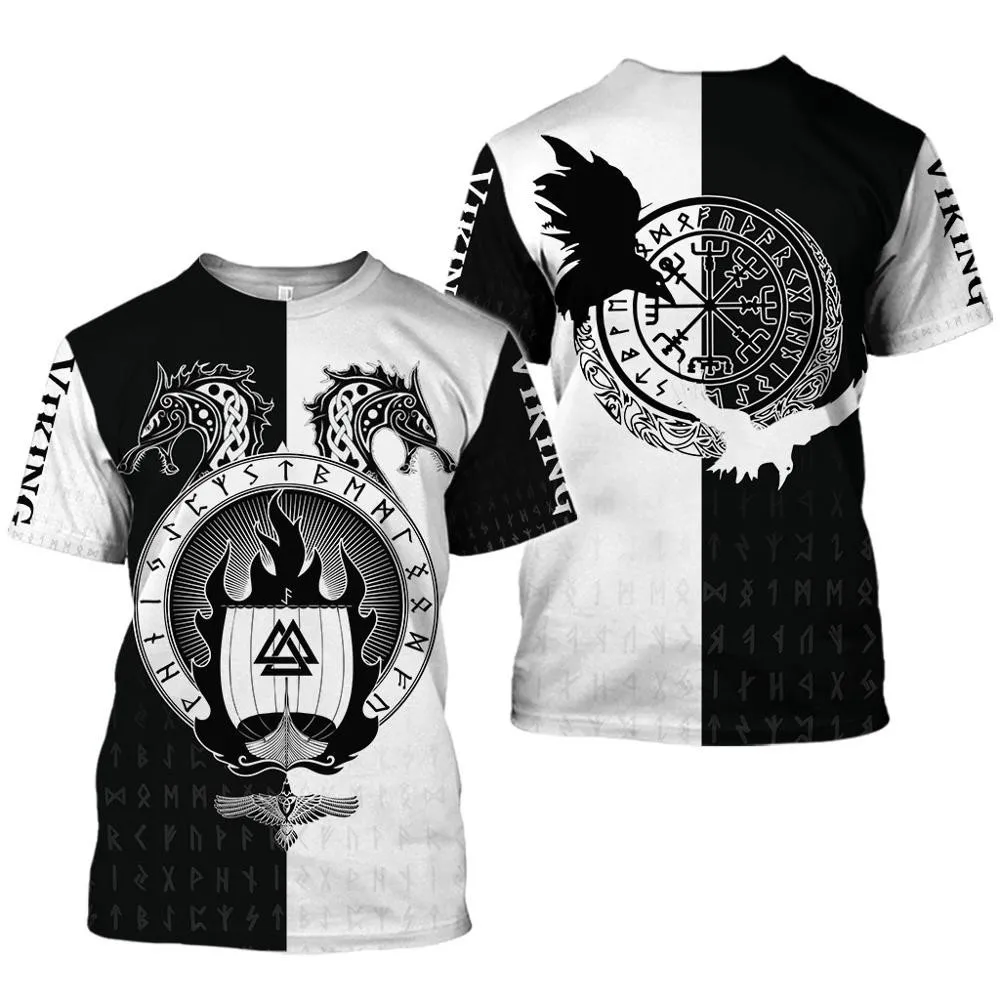 

Men's Street Hip-hop Unisex T-shirt Top 01 Latest Viking Symbol Printed T-shirt Men's Summer Short-sleeved Harajuku T-shirt