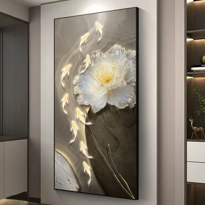 مصباح جداري LED حديث من البورسلين الكريستالي - مصباح رسم معلق على شكل زهرة لغرفة المعيشة والممر والديكور الداخلي للمنزل