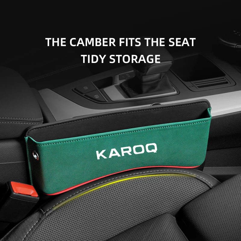 

For Skoda Karoq Car Seat Gap Organizer Seat Side Bag Reserved Charging Cable Hole Universal Car Seat Storage Box car accessories