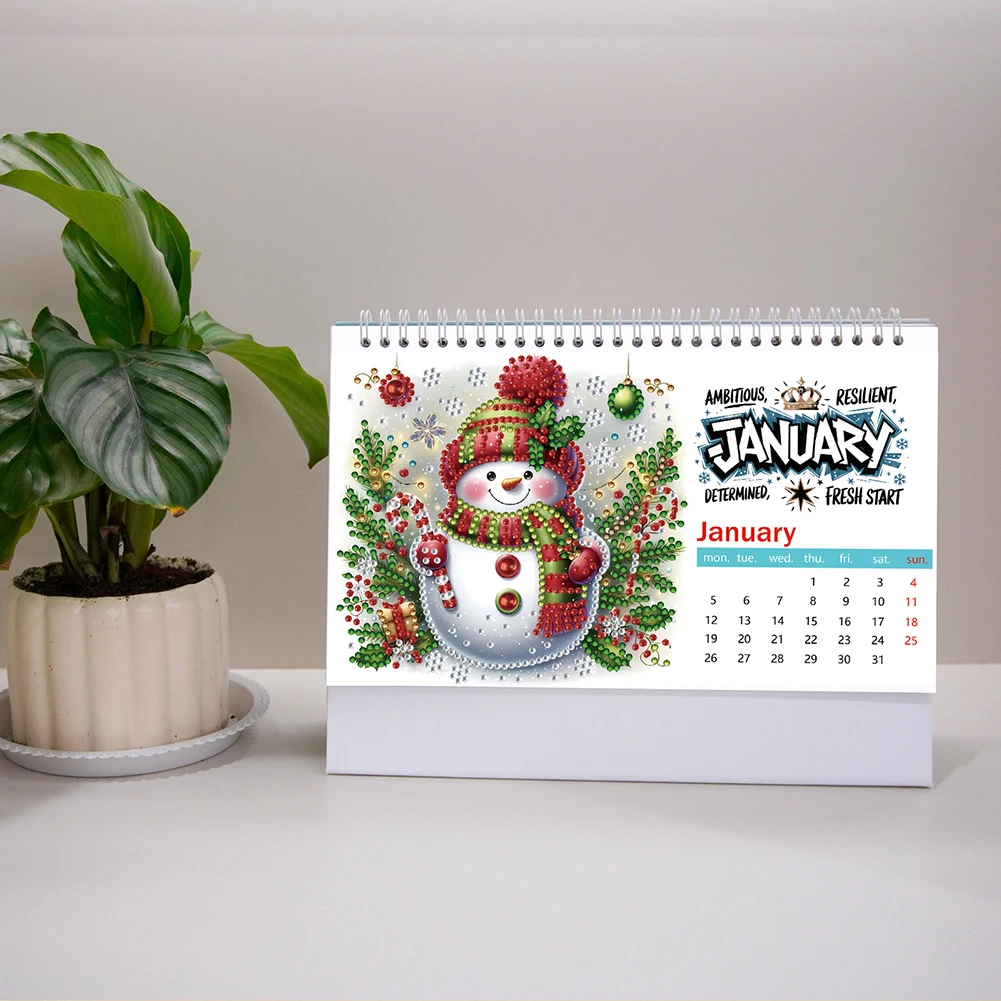 

2026 Calendar Diamond Painting Kit DIY Diamond Art Desk Calendar for Home Office (A)