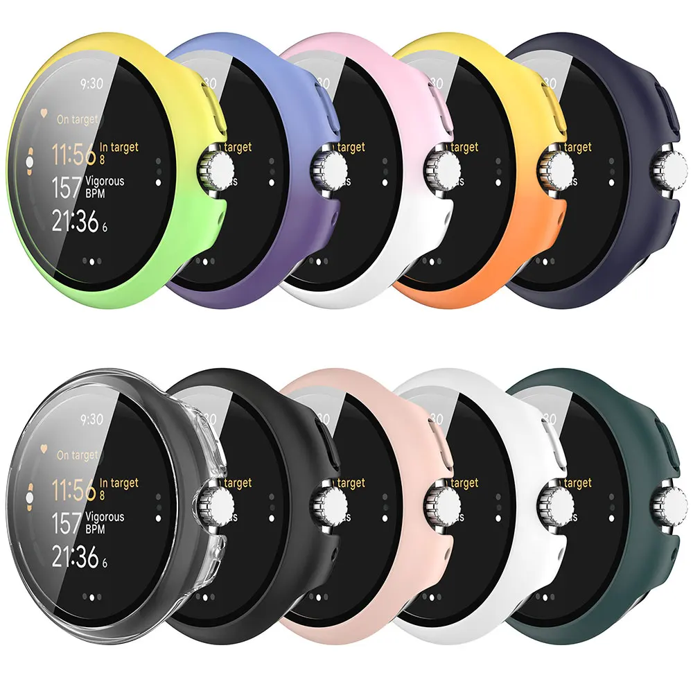 Tempered Glass + Cover Case For Google Pixel Watch 3 41mm 45mm PC Protective Full All-Around Bumper Screen Protector Cases Film