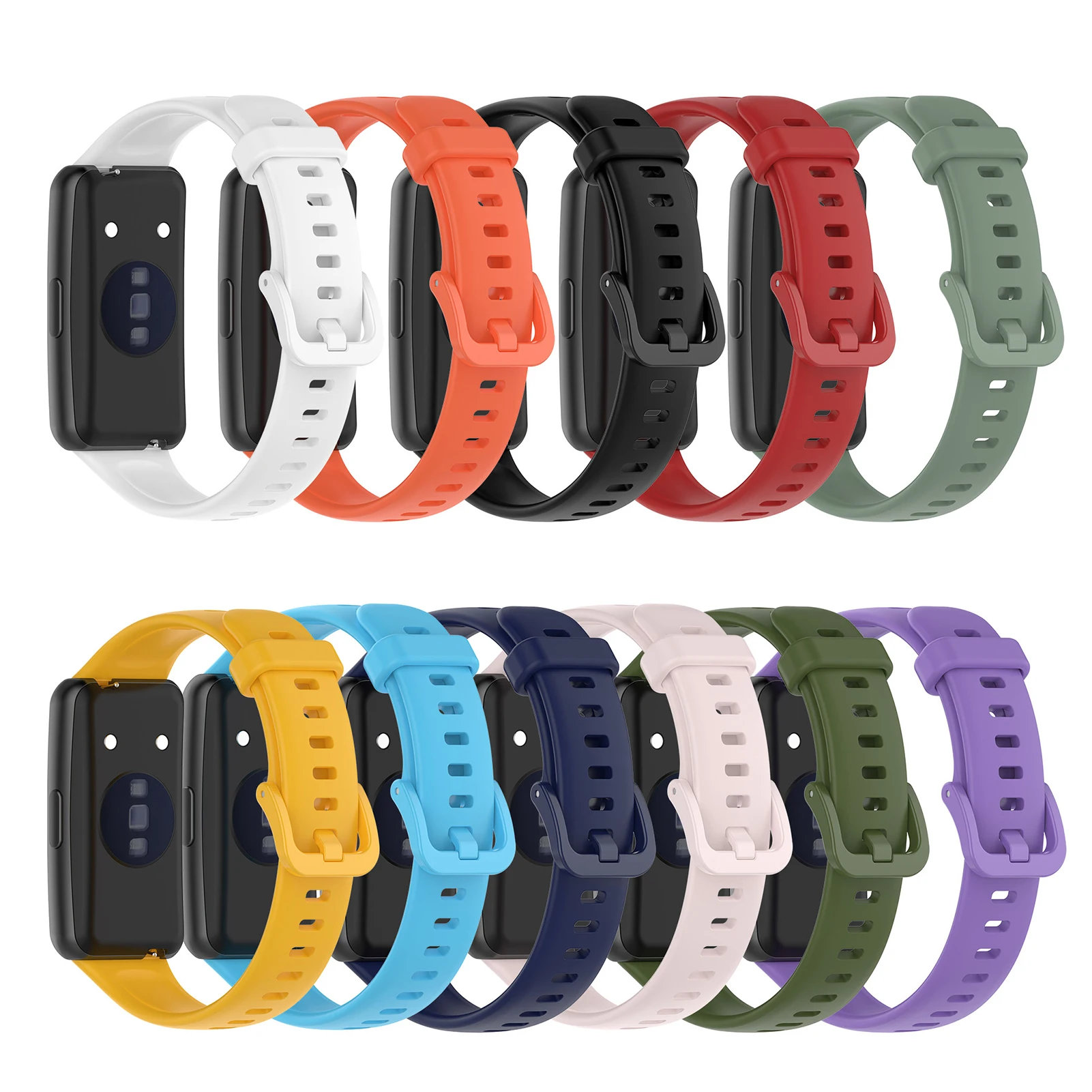 Soft Silicone Strap For Huawei Band 7 Smartwatch Solid Color Waterproof Watchband Bracelet Accessories For Smart Band