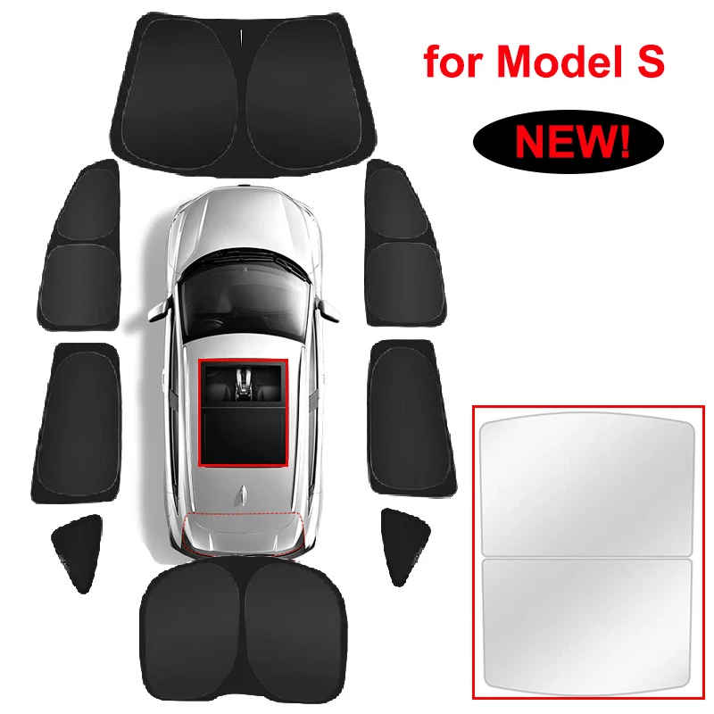 

Car Sun Shade for Tesla Model S 2024 Skylight Windshield Sunshade Cover Protector Side Window Privacy Blind Sunroof Shading Kids