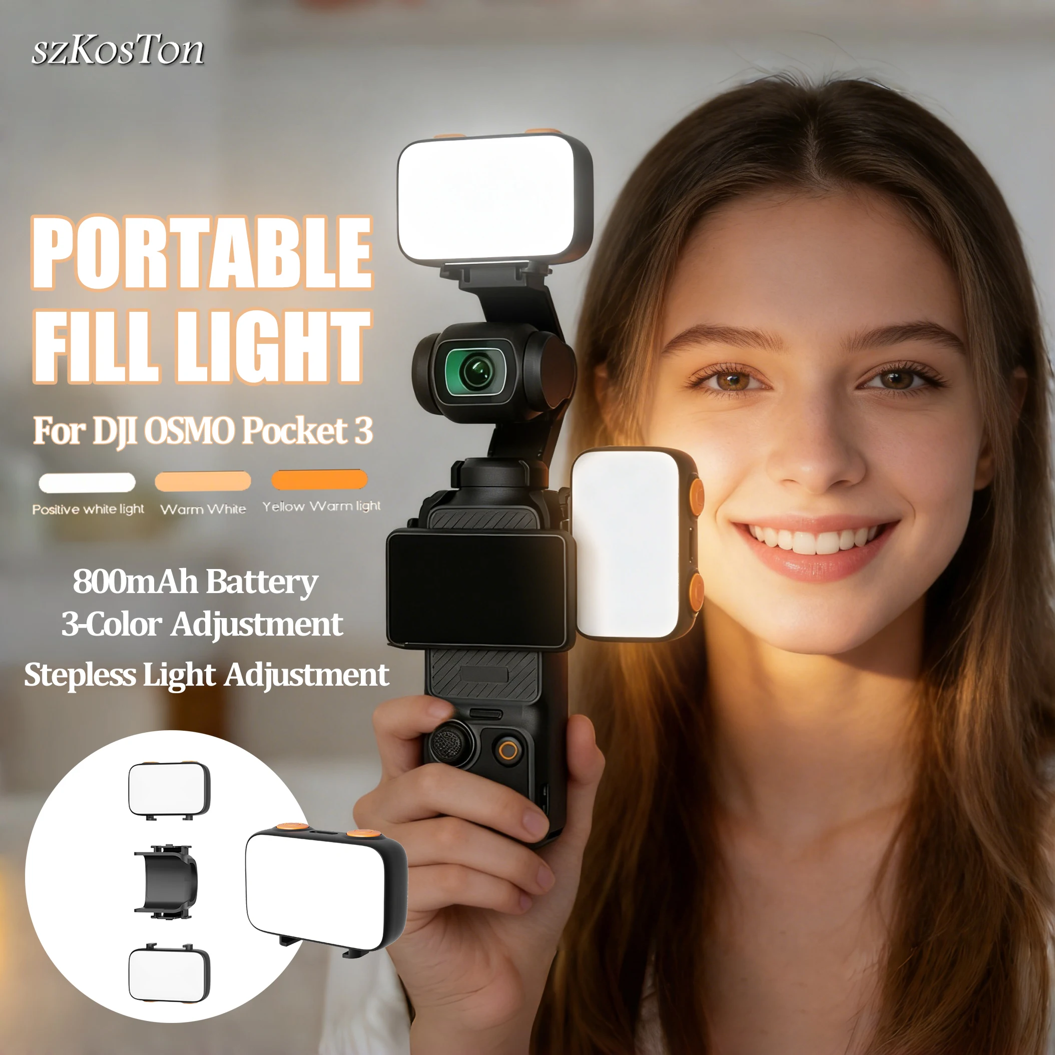 For DJI Osmo Pocket 3 Mini Led Light Fill Light 3 Modes Adjustable Video Selfie Light Rechargeable Auxiliary Lighting Accessory